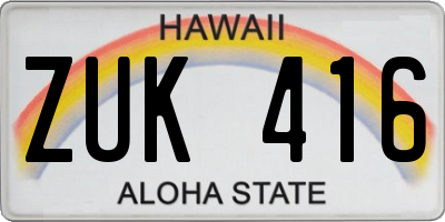 HI license plate ZUK416
