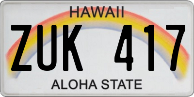 HI license plate ZUK417