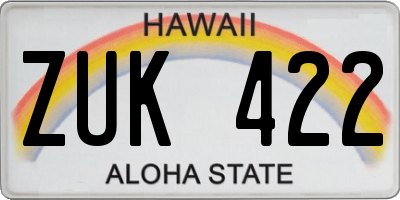HI license plate ZUK422