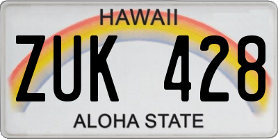 HI license plate ZUK428