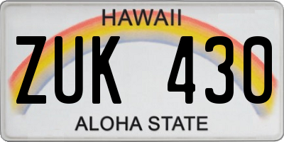 HI license plate ZUK430