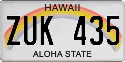 HI license plate ZUK435