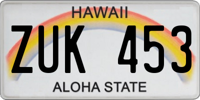 HI license plate ZUK453