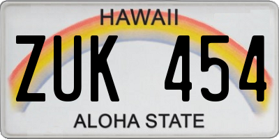 HI license plate ZUK454