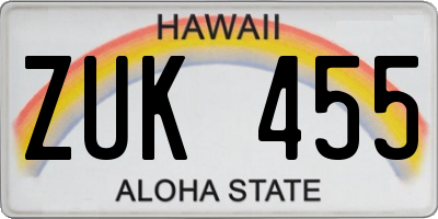 HI license plate ZUK455