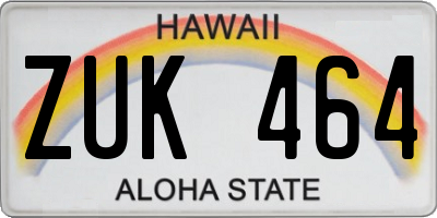 HI license plate ZUK464