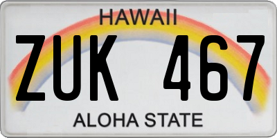HI license plate ZUK467