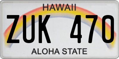 HI license plate ZUK470