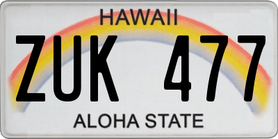HI license plate ZUK477