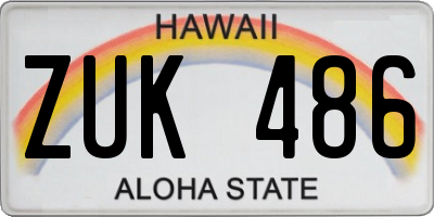 HI license plate ZUK486