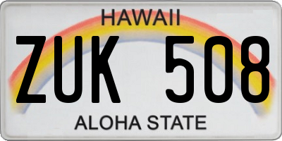 HI license plate ZUK508
