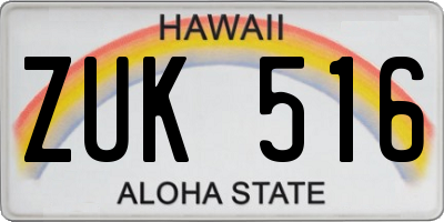 HI license plate ZUK516