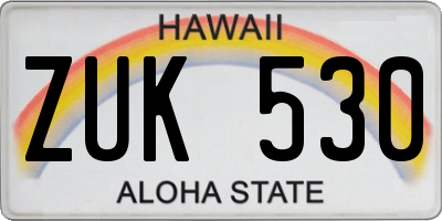 HI license plate ZUK530