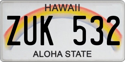 HI license plate ZUK532