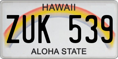 HI license plate ZUK539