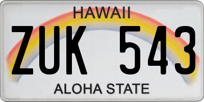 HI license plate ZUK543