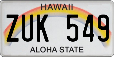HI license plate ZUK549