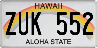 HI license plate ZUK552