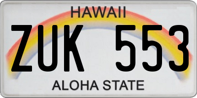 HI license plate ZUK553