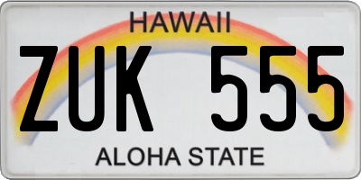 HI license plate ZUK555
