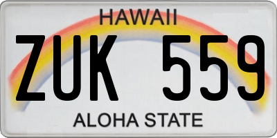 HI license plate ZUK559