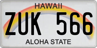 HI license plate ZUK566