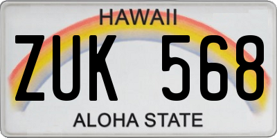 HI license plate ZUK568