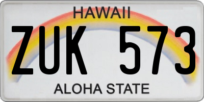 HI license plate ZUK573