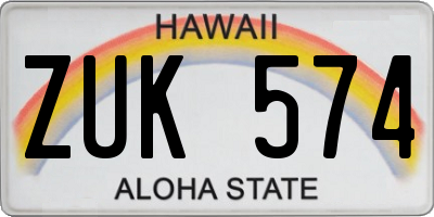 HI license plate ZUK574