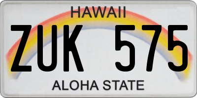 HI license plate ZUK575