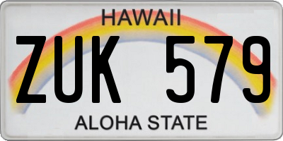 HI license plate ZUK579