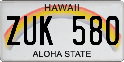 HI license plate ZUK580