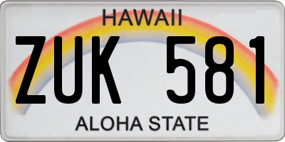 HI license plate ZUK581