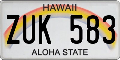 HI license plate ZUK583