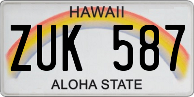 HI license plate ZUK587