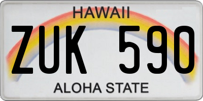 HI license plate ZUK590