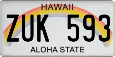 HI license plate ZUK593