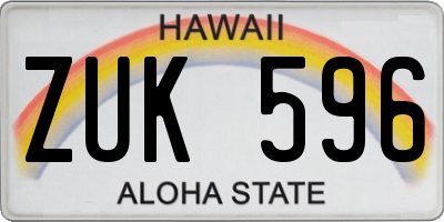 HI license plate ZUK596