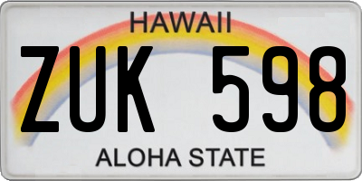 HI license plate ZUK598