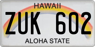 HI license plate ZUK602
