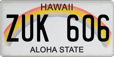 HI license plate ZUK606