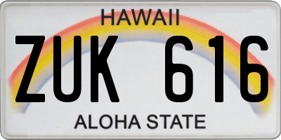 HI license plate ZUK616