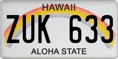 HI license plate ZUK633