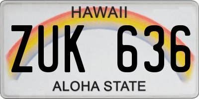 HI license plate ZUK636