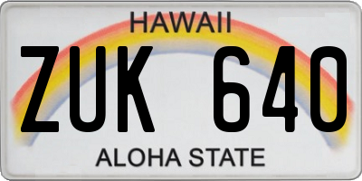 HI license plate ZUK640