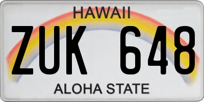 HI license plate ZUK648