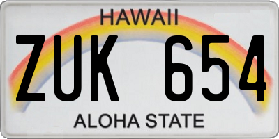 HI license plate ZUK654