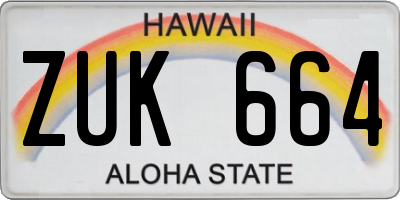 HI license plate ZUK664