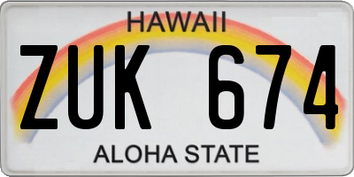 HI license plate ZUK674