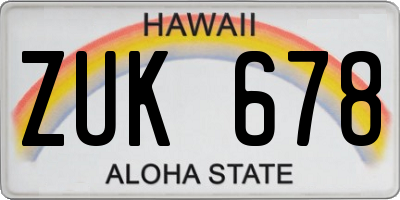 HI license plate ZUK678